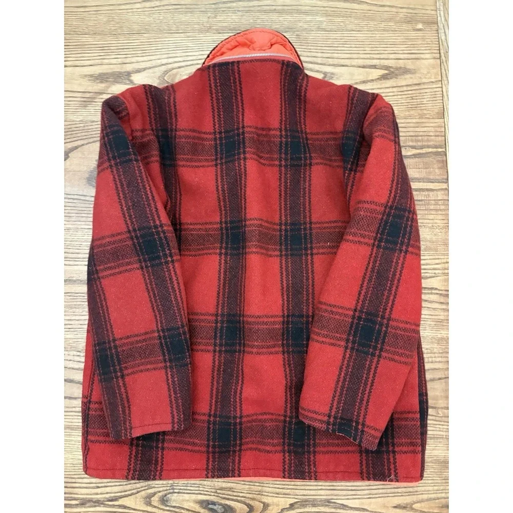Vintage 60s Buffalo Plaid Wool Reversible Mackinaw Hunting Jacket Men's XL‎